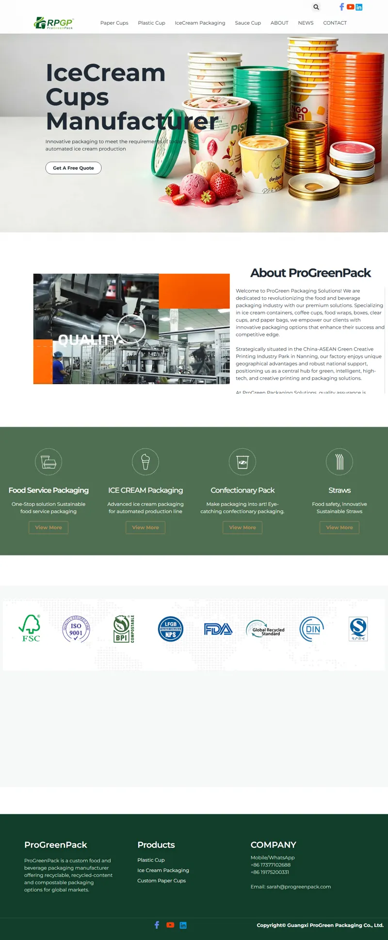 ProGreen Packaging Solutions 網頁長截圖