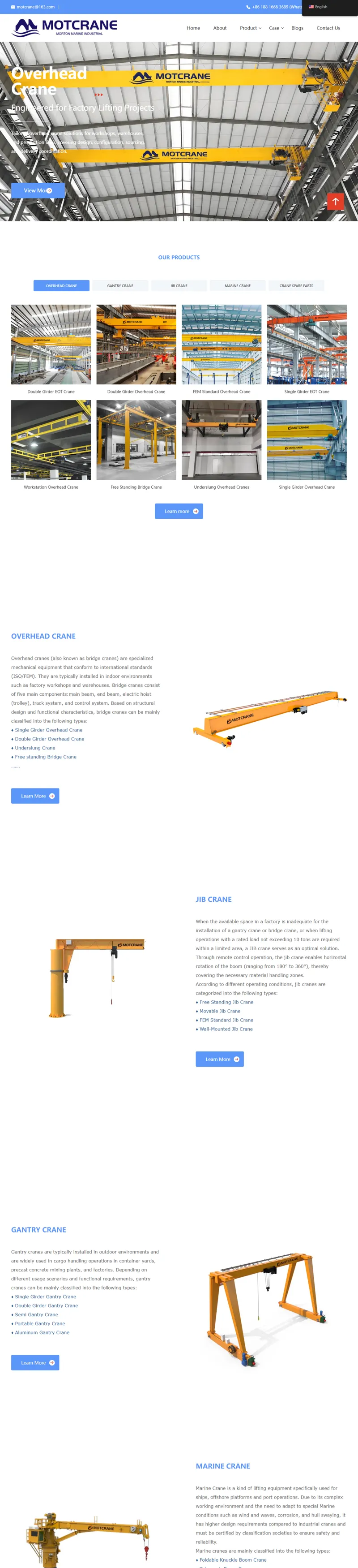 MOTCRANE: 8 Years of Crane R&D and Export Experience 網頁長截圖
