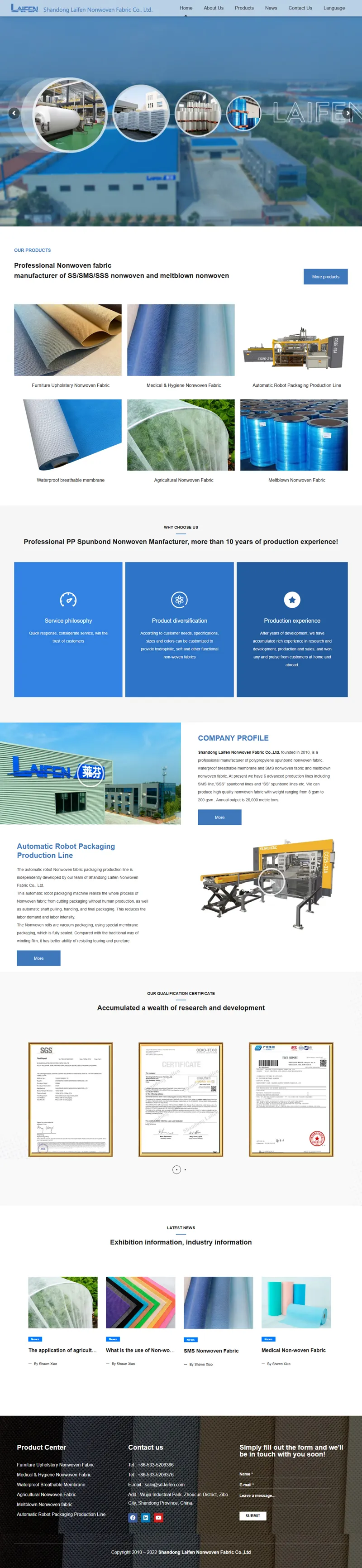 PP Spunbond Nonwoven Fabric manufacturer, China Nonwoven Fabric Supplier | Laifen Nonwoven 網頁長截圖