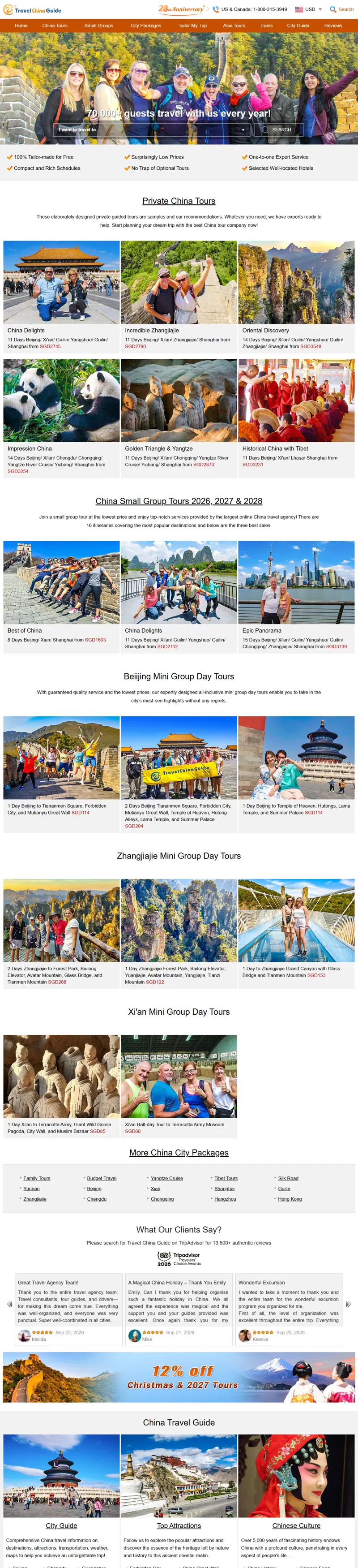 China Travel Agency, Small Group & Private Tour Service 網頁長截圖