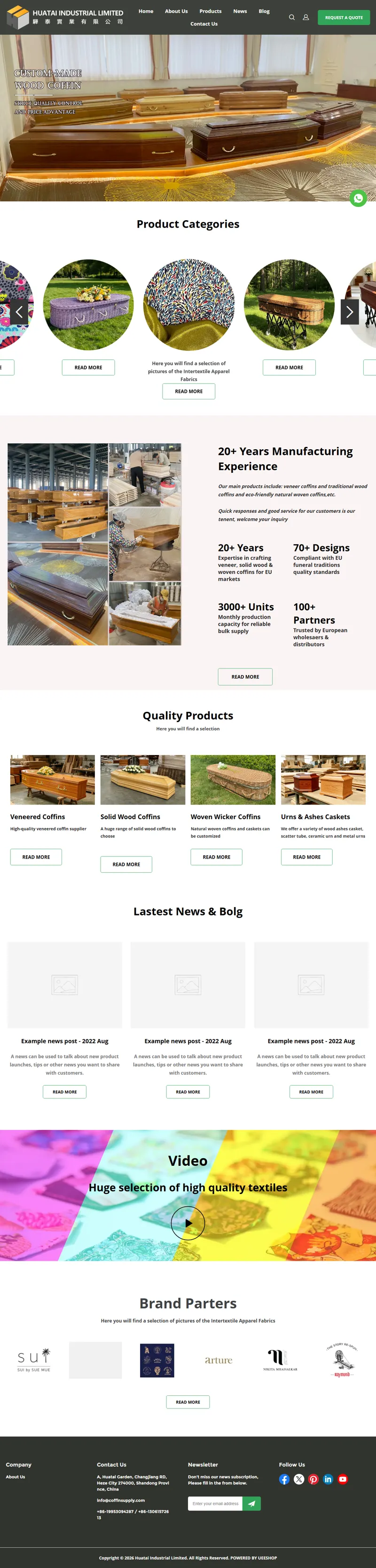 Huatai IND Ltd - Leading Wood Coffin, Veneered Coffin, Eco Coffin & Casket Manufacturer 網頁長截圖