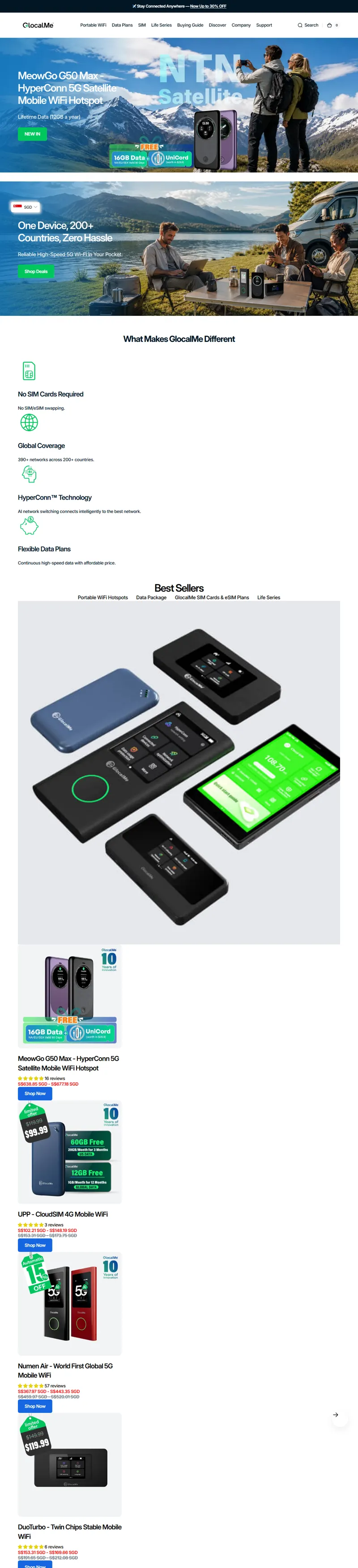 GlocalMe® Official Store | Global Portable WiFi Device Provider 網頁長截圖