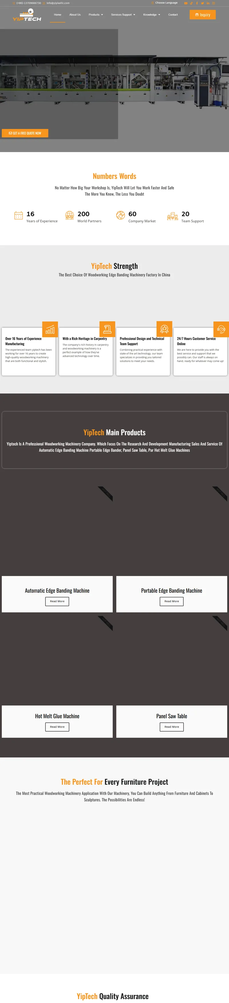 YipTech | Edge Banding Machines | Wood Working 網頁長截圖