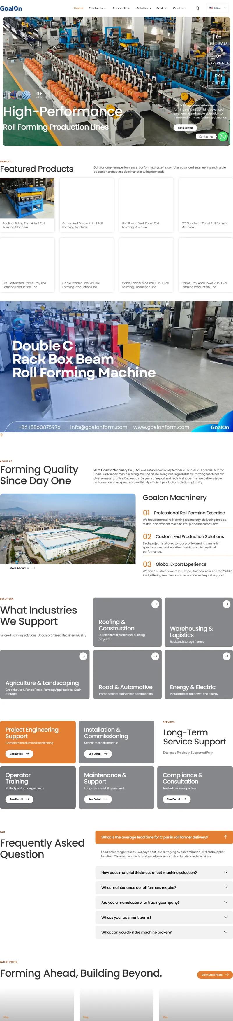 Custom Roll Forming Machine Manufacturer | GoalOn Machinery 網頁長截圖