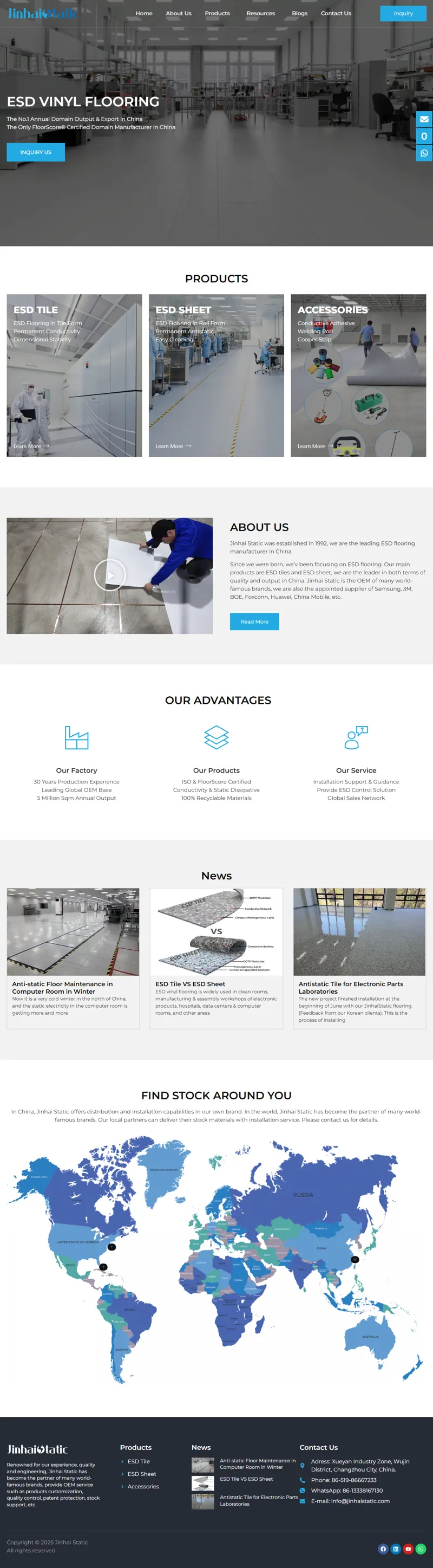 ESD Flooring, ESD Tiles & ESD Sheet Manufacturer - Jinhai Static 網頁長截圖