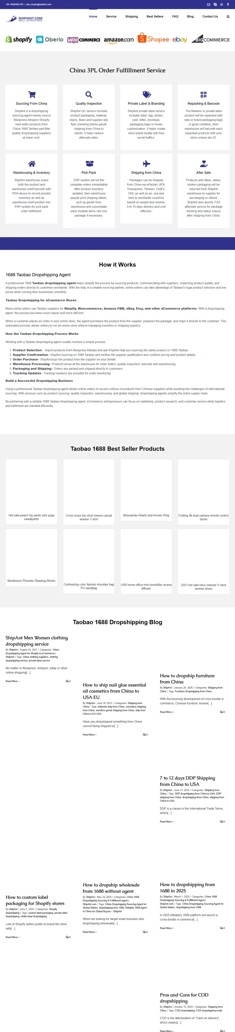 Reliable Taobao 1688 Dropshipping Agent in China 網頁長截圖