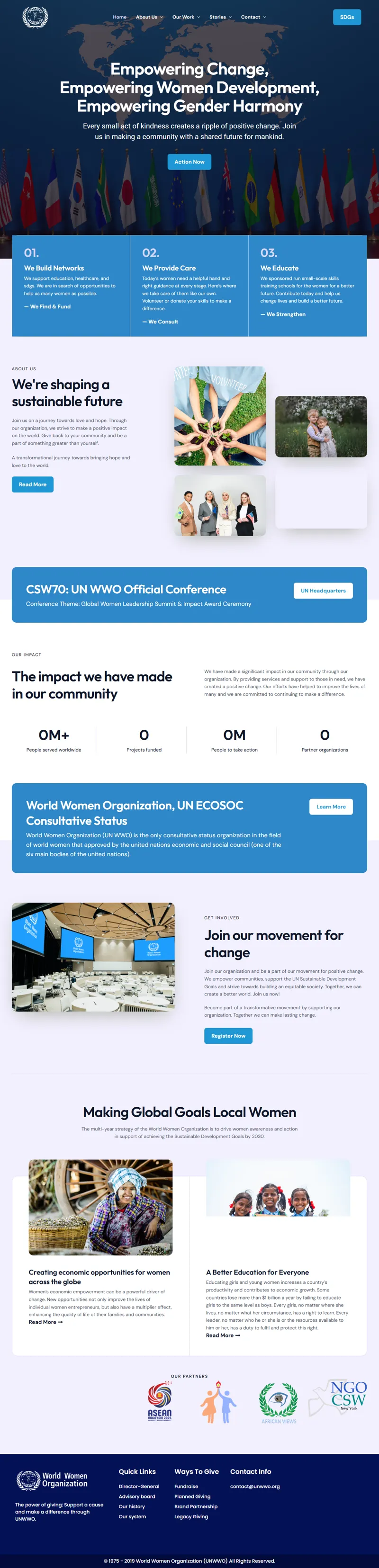 Welcome | UN World Women Organization – Headquarters（世界婦女組織） 網頁長截圖