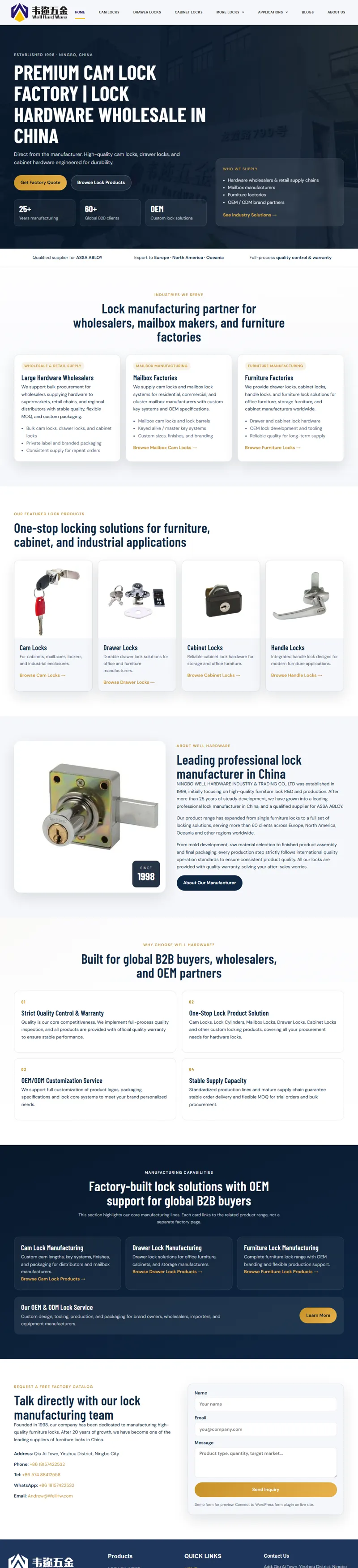China Lock Manufacturer | Cam Lock Factory | WELLHW 網頁長截圖